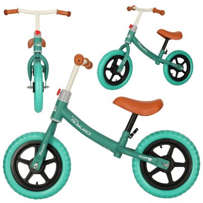 Bicicleta de echilibru fara pedale pentru copii, Ikonka, cu ghidonul si saua reglabile in inaltime, greutate redusa 1.8 kg, Trike Fix Balance Turcoaz