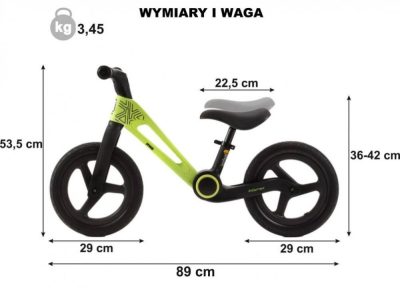Bicicleta de echilibru pentru copii, Adamex Speed M8, pliabila, fara pedale, cu Saua reglabila si manere confortabile, 2-5 ani, pana la 35 kg, Lime Green
