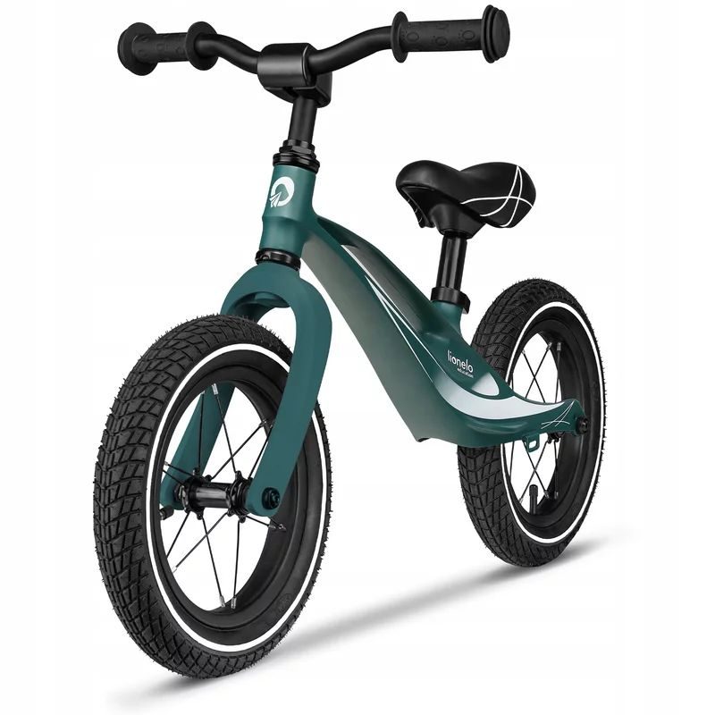 Bicicleta fara pedale, Lionelo, Bart Air, Usoara, Cu roti gonflabile, Cu cadru din magneziu, Cu ghidon si sa reglabile, Greutate 3.8 Kg, 12 inch, Conform cu standardul european de securitate EN71, Green Forest