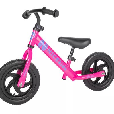 Bicicleta fara pedale Nice Kids Pink 12 inch, roti din spuma eva, greutate redusa, scaun si ghidon reglabile pe inaltime, roti cu rulmenti
