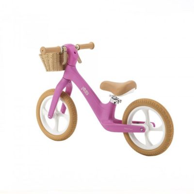 Bicicleta fara pedale pentru copii, Adamex Pixie, cu roti de 12 inch din spuma PU, cu cosulet, design retro, scaun reglabil, inaltime sezut 33-43 cm, sarcina maxima admisa 50 kg, 2-6 ani, Pretty Pink