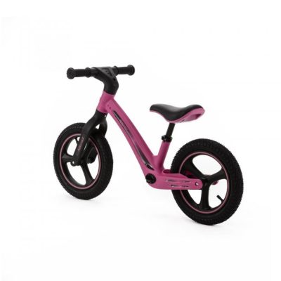 Bicicleta fara pedale pentru copii, Adamex Rocket, cu roti gonflabile din cauciuc 12 inch, sezutul moale reglabil pe inaltime, sarcina maxima admisa 25 kg, omologata EN71, Pink Me
