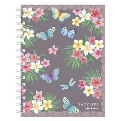 Caiet matematica cu spirala, A5, Herlitz, Ladylike Butterflies, 100 file