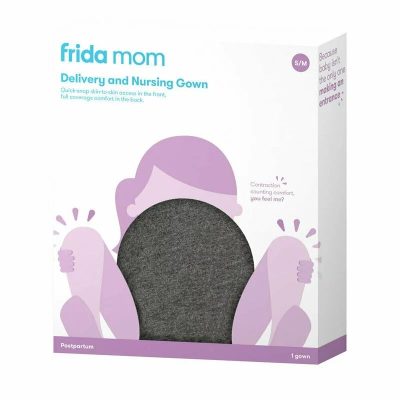 Camasa noapte maternitate si alaptare, Frida Mom, Marime universala XS-XL, Vascosa, Deschidere frontala pentru alaptare, Deschidere spate pentru nastere, Gri