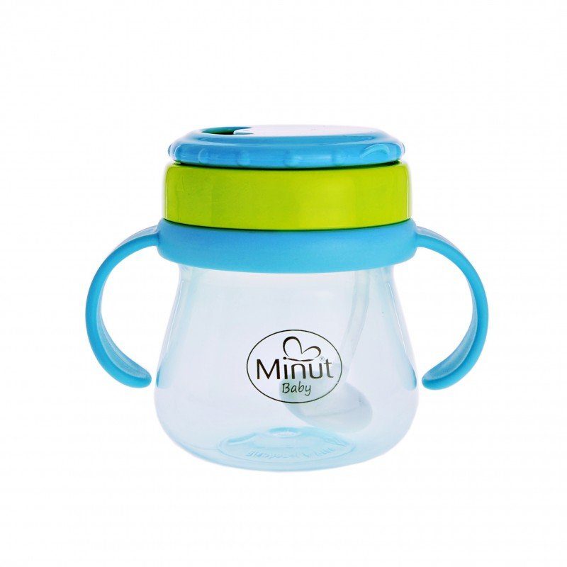Cana anticurgere Minut Baby cu pai mobil 250 ml blue