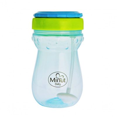 Cana anticurgere Minut Baby cu pai mobil 360 ml blue