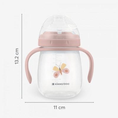 Cana cu cioc din silicon pentru copii Kikkaboo Hedge-hugs Roz 240ml, manere practice, varsta recomandata 6 luni+