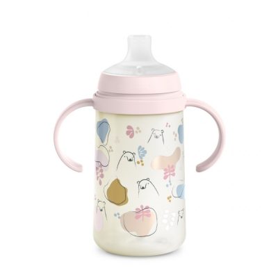 Cana cu cioc din silicon Suavinex Bears roz 270 ml