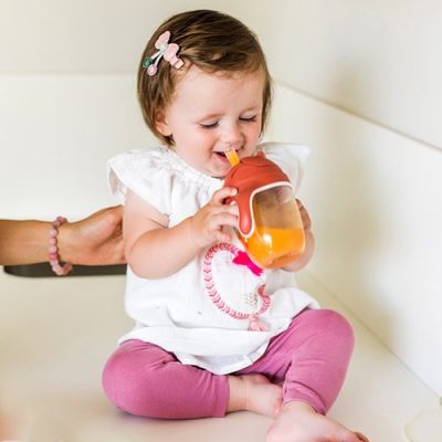 Cana cu pai Baby Ono pentru copii 240 ml maro