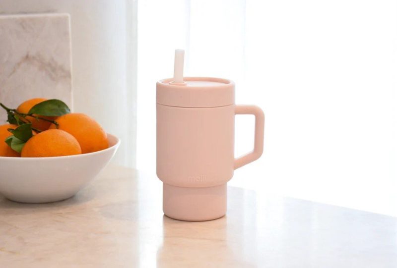 Cana cu pai din silicon Melii pink