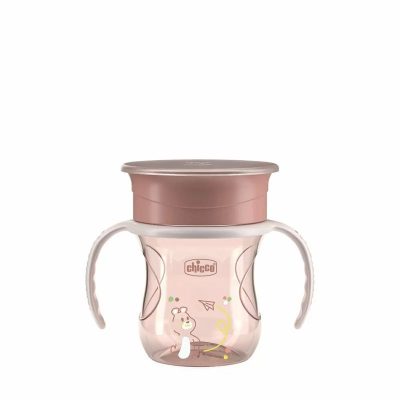 Canuta 360, Chicco, Perfect Cup, Anti-Scurgere, Manere ergonomice, Detasabile, Capacitate 200 ml, Compatibila cu masina de spalat vase, Fara BPA, 12 luni+, Roz