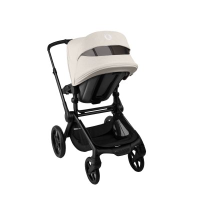 Carucior 2 in 1 Bugaboo Fox 5 Renew Black Heritage Black Misty White cu maner reglabil, reversibil, suspensii, cadru din aluminiu
