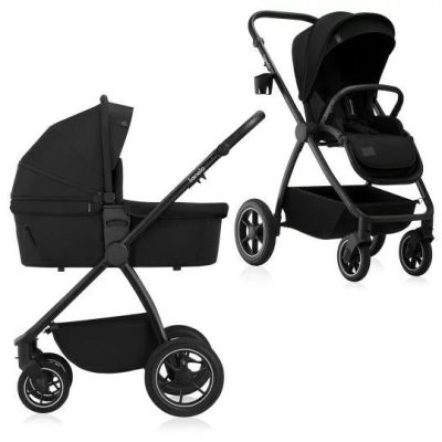 Carucior 2 in 1, Lionelo, Meril, Cu landou si scaun cu dimensiune XL, Reversibil, Cu sistem de ventilatie 3D, Cu accesorii, Pana la 22 kg, Conform cu EN1888-1 EN1888-2, EN1466, Negru