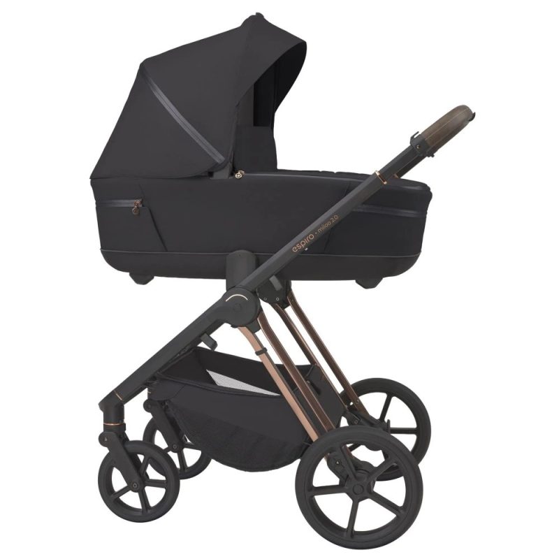 Carucior 2 in 1 pentru copii Espiro Miloo 2.0 Diamond Black cu sezut reversibil, suport reglabil pentru picioare, bara detasabila, greutate admisa 22 kg