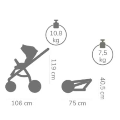 Carucior 2 in 1 Tutis Mio 3+ Beige 180 din piele, sezut reversibil, amortizoare duble, maner reglabil, accesorii incluse