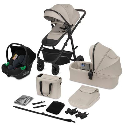 Carucior 3 in 1, Lionelo, Bianka, Transformabil, Cu landou si scoica auto, 0 - 22 kg, 0 luni+, Bej