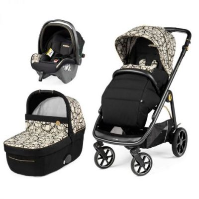 Carucior 3 in 1 Peg Perego Veloce, SLK, 0 - 22 kg, Graphic Gold, Negru   Bej