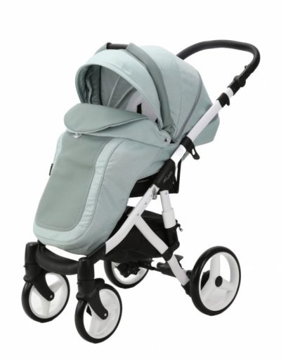 Carucior 3 in 1 pentru copii Adamex Barletta Y851 Green Mint cu scaun auto iSize, landou cu suport de cap reglabil pe inaltime, parte sport reglabila pana la orizontala, suspensii