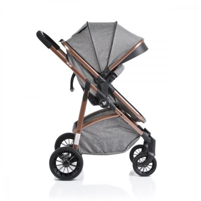 Carucior 3in1 transformabil Cangaroo Milan Grey cu landou,scaun auto si scaun sport,maner parental cu inaltime reglabila,roti rezistente,spatar reglabil,baldachin mare,husa picioare inclusa