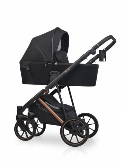 Carucior pentru copii 2 in 1 Riko Velar Magma Premium Line, cu suspensii, maner reglabil pe inaltime, geanta si accesorii incluse, pana la 22 kg, Negru