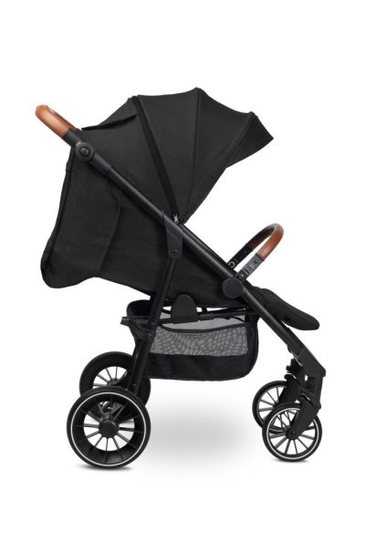 Carucior pentru copii Caretero Elma Black 0-4 ani,spatar reglabil, roti EVA, copertina extensibila, maner parental reglabil, husa de ploaie si saculet iarna incluse
