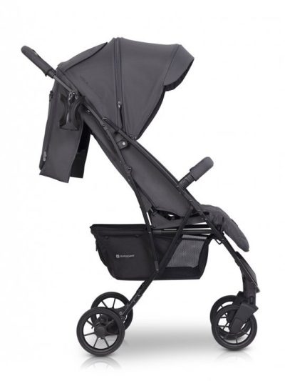 Carucior pentru copii, Euro-Cart Volt Pro, omologat pana la 22 kg, Iron Black Edition, ultracompact, pliabil cu o singura mana, spatar reglabil in 3 pozitii, roti cu suspensie