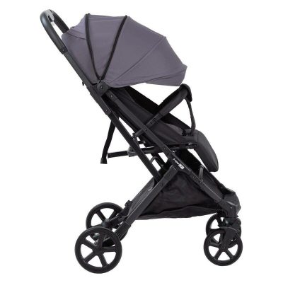 Carucior pentru copii FreeON Tao Grey cu maner pentru transport, roti cu suspensie, greutate admisa pana la 22 kg