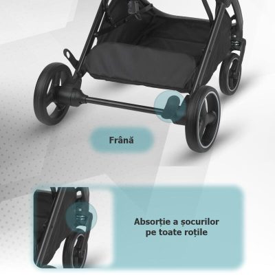 Carucior pentru copii Hapi Marlin Camo Green ultrapliabil cu pliere automata, copertina cu protectie UV, spatar reglabil, pozitie verticala dupa pliere, certificat pana la 22 kg