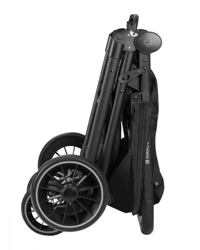 Carucior pentru copii KikkaBoo Sarah Black 2023, 0-48luni pana la 22kg cu suspensii,spatar reglabil cu pozitie somn,Maner din piele ecologica,tavita,husa de ploaie,husa picioare si suport pahar incluse