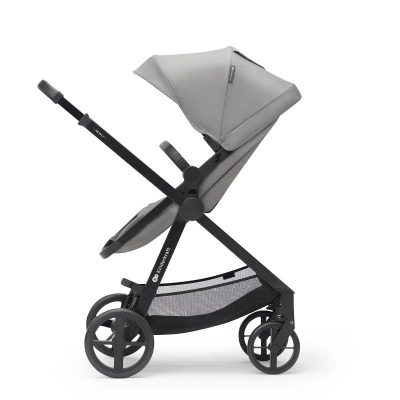 Carucior pentru copii Kinderkraft Newly Classic Moonlight Grey 4 in 1 cu suspensii, cadru din aluminiu, reversibil si accesorii incluse