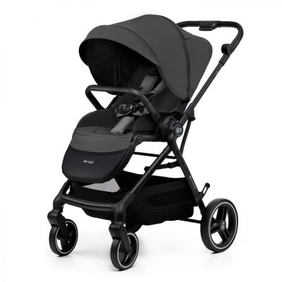 Carucior pentru copii Kinderkraft Yoxi Moonlight Grey 2 in 1, suspensii, spatar reglabil, maner ajustabil, accesorii