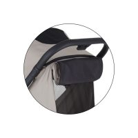 Carucior pentru copii PetiteMars Flip gri cu pliere compacta, spatar reglabil, suport picioare reglabil si copertina extensibila cu protectie UPF 50+, greutate admisa 22 kg