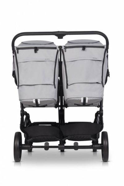 Carucior pentru gemeni EasyGo Echo, ultrapliabil, cu suspensii, spatar si suport picioare reglabile, usor si manevrabil, omologat EN1888, accesorii incluse, Cloud Gray