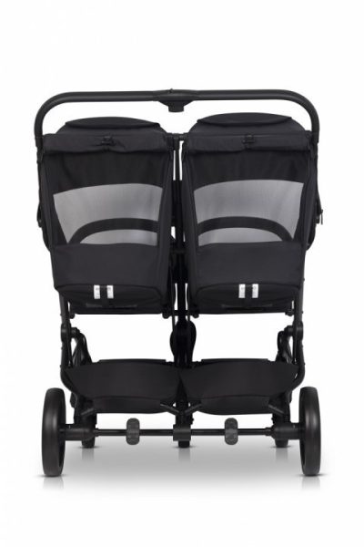 Carucior pentru gemeni EasyGo Echo, ultrapliabil, cu suspensii, spatar si suport picioare reglabile, usor si manevrabil, omologat EN1888, accesorii incluse, Ebony Black