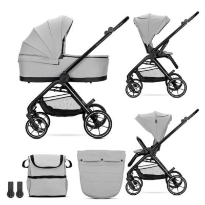 Carucior set 2 in 1, Lorelli Venice, cos landou individual, cadru din aluminiu, sezut reversibil, pana la 22 Kg, Grey