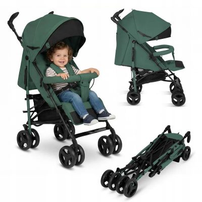 Carucior sport compact, Lionelo, Irma, Spatar ajustabil in 4 pozitii, Suport picioare reglabil, Manere rotative, Pliere tip umbrela, 6- 36 luni, Pana la 15 kg, Conform cu EN1888-1:2018, Verde smarald