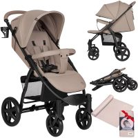 Carucior sport, Lionelo, Annet Plus Bej, De la nastere, 0 - 22 Kg, Cu muselina din bambus, 120x120 cm, Bej