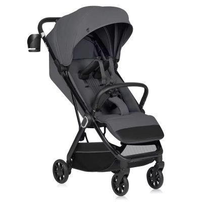 Carucior sport, Lionelo, Bess, Sustine 22 kg, 6 luni+, Capotina impermeabila si protectie SPF 50+, Include suport sticla, Pliere cu o singura mana, Maner pentru transport, Gri
