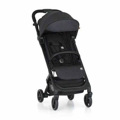 Carucior sport, Petite&Mars, Fly, Pliere compacta, Spatar reglabil pana la pozitie de somn, Suport picioare reglabil, Copertina extensibila cu protectie UPF40+, Suport pahar inclus, Pana la 22 kg, 0 luni+, Negru