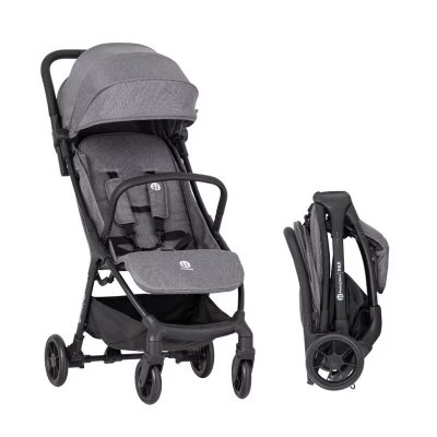 Carucior sport, Petite&Mars, Pax Ultimate, Compact - 7 kg, Spatar ajustabil, Suport picioare reglabil, Pliere tip carte, 6-36 luni, Pana la 22 kg, Gri