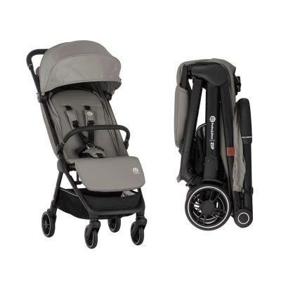 Carucior sport, Petite&Mars, Zip, Pliere automata cu o mana, Potrivit pentru avion, De la nastere, Pana la 22 Kg, Pozitie de somn, Usor- 7kg, Capacitate cos- 5 kg, Reglare spatar, suport de picioare, Bara detasabila, Gri