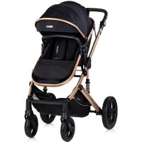 Carucior transformabil 2 in 1 pentru copii Chipolino Amore Noir cu suspensii, sezut reversibil, accesorii, greutate suportata 22 kg
