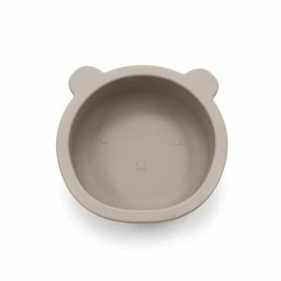 Castron cu urechi de ursulet, Bocioland, Cu ventuze, Silicon, Fara BPA, 6-36 luni, Dark Beige