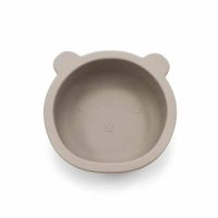 Castron cu urechi de ursulet, Bocioland, Cu ventuze, Silicon, Fara BPA, 6-36 luni, Dark Beige