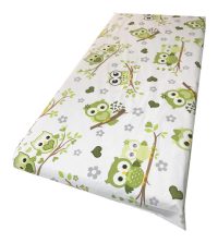 Cearsaf cu elastic roata 140x70 cm Bufnite indragostite cu verde