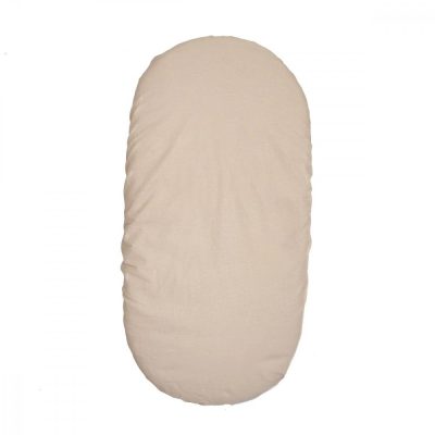 Cearsaf din bumbac cu elastic pentru carucior 90x50 cm Twins Crem