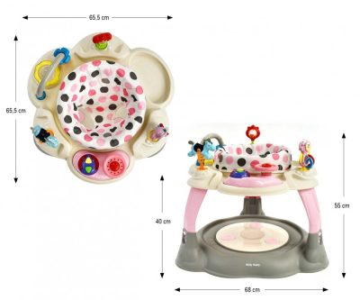 Centru de activitati 360 Milly Mally Twist Pastel Dots cu scaun rotativ si inaltime reglabila