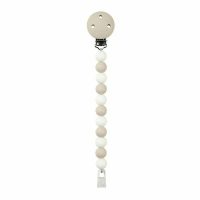 Clema pentru suzeta, Nattou, 100% silicon fara BPA, Cu sistem de prindere la suzeta, Cu margele, 30x7x18 cm, Neutru/Alb