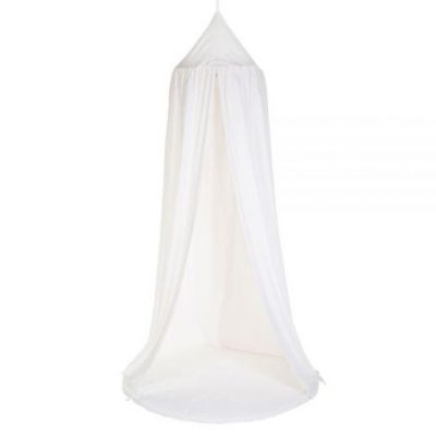 Cort cu baldachin + saltea de joaca Childhome 120x120x230 cm, Jerse Alb
