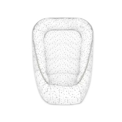 Cosulet bebelus, MimiNu, Pentru dormit, Baby Cocoon 75x55 cm, Husa 100% bumbac, Din bumbac certificat Oeko Tex Standard 100, Mini Gray Stars